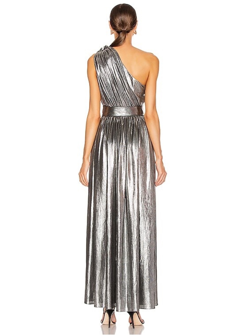 Retrofete Silver One-Shoulder Metallic Maxi Dress - Picture 2 of 5